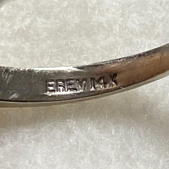 VTG 14K EREV White Gold 16 Stone Round Diamond Wedding Band Ring 5.75 - Picture 8 of 16